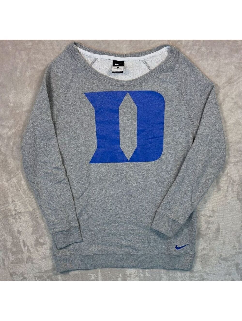 Duke Blue Devils Nike Boat Neck Sweatshirt Women's Small Gray Raglan D Logo